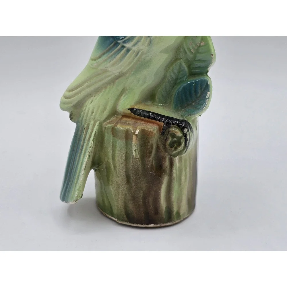 Vintage Bird on‎ Stump Salt and Pepper Shakers Green Chadwick Japan Single